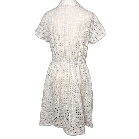 Old Navy White Eyelet Lace Mini Dress Short Sleeve Lightweight Cottagecore Sz M - Picture 2 of 9
